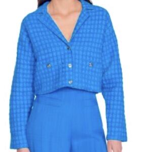 NWT truth by Republic textured woven knit tweed classic chic blazer SZ L